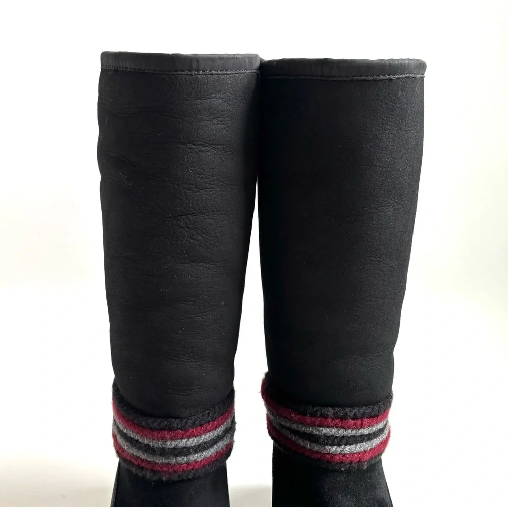 COUGAR Duncan Shearling-Trim Suede Tall Boots Black Size 9